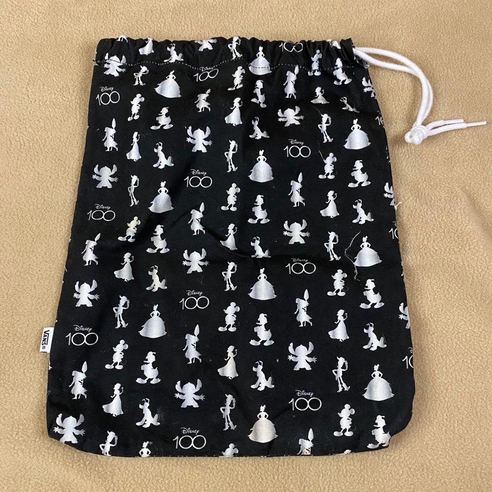 Vans Disney 100th Anniversary Drawstring Kids Shoe Bag Black White‎ EUC